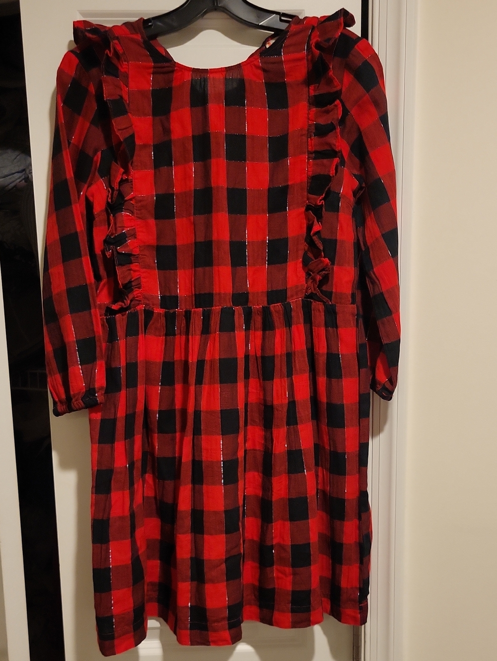 Crewcuts Red and Black Plaid Ruffle-Trim Dress